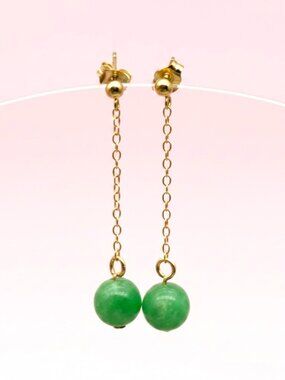 Classic Jade Earrings on 14k Gold Filled Chain and Studs